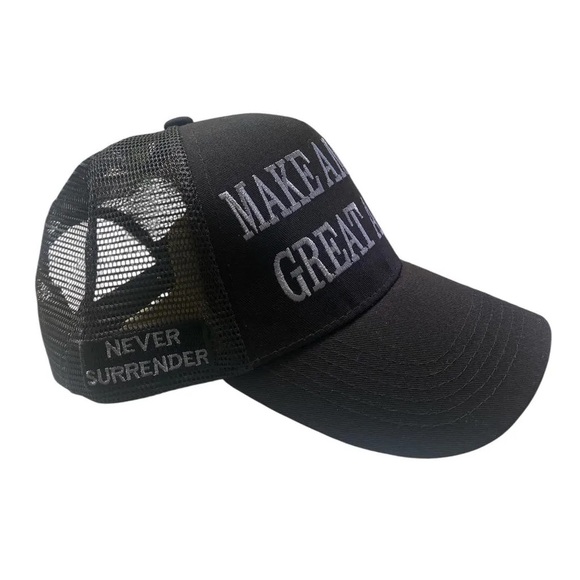MAGA Black Cap with Embroidered Text and Flag - Picture 2 of 5